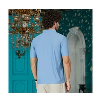 Campus Sutra Men's Powder Blue Seamless Waffle Polo T-Shirt