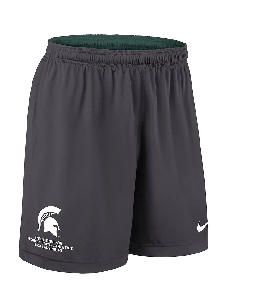 Nike Men's Green/Charcoal Michigan State Spartans 2025 Sideline Reversible Performance Shorts