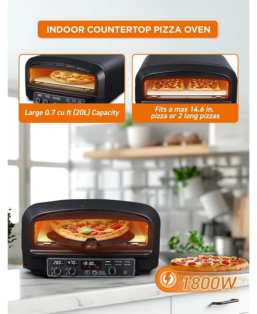 Commercial Chef Indoor Electric Pizza Oven, Includes Pizza Stone & Shovel