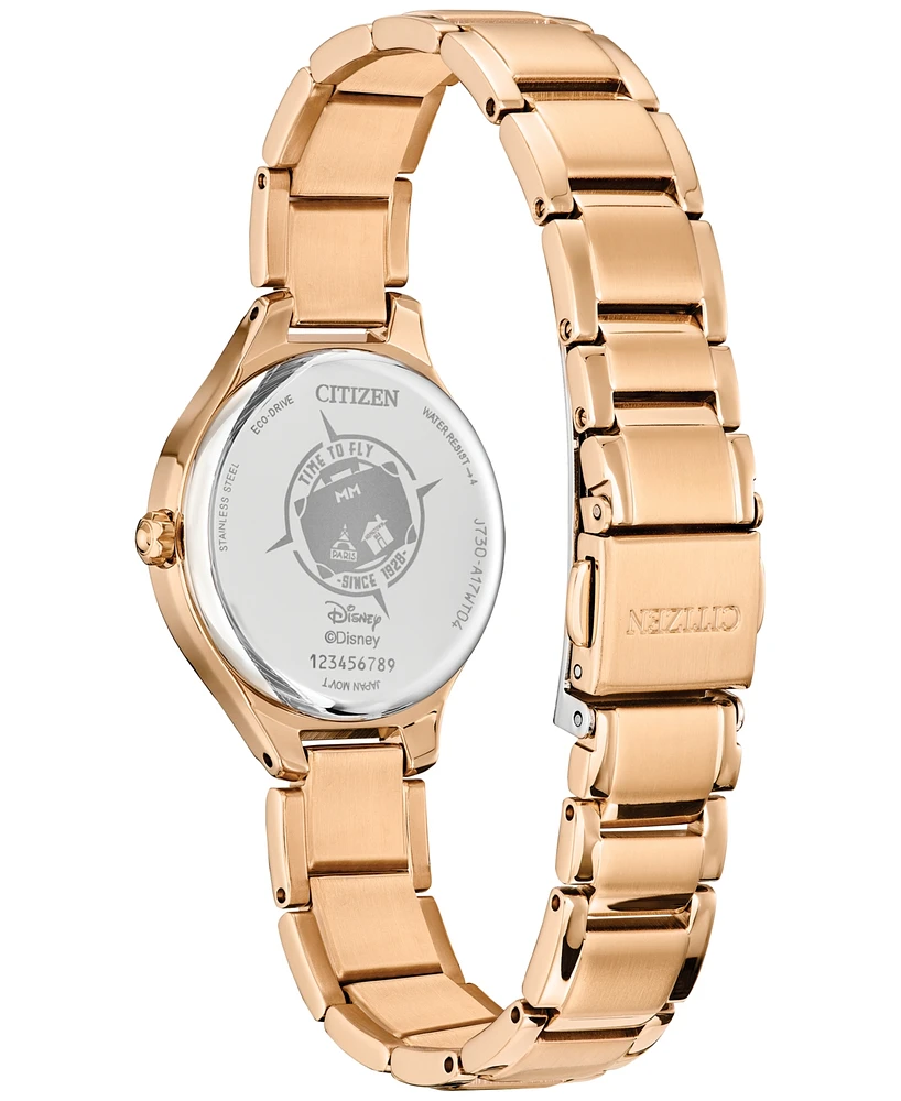 Citizen Eco-Drive Women's Disney Mickey & Minnie Take Paris Rose Gold-Tone Stainless Steel Bracelet Watch 29mm