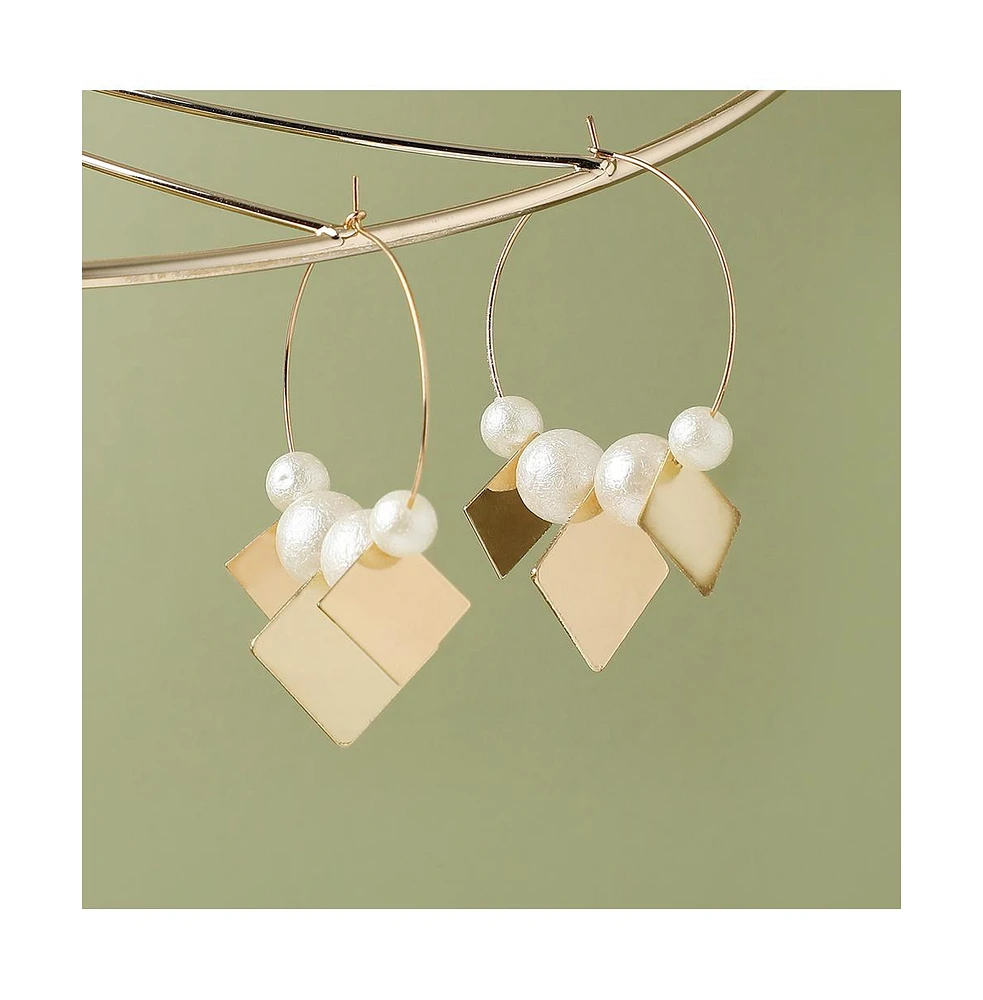Sohi Gold-Plated Stones Hoop Earrings
