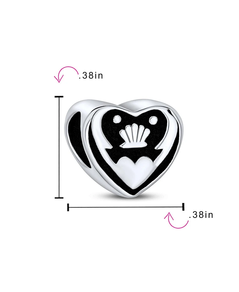 Bling Jewelry Celtic Knot Claddagh Heart Charm Bead in Sterling Silver for European Bracelets