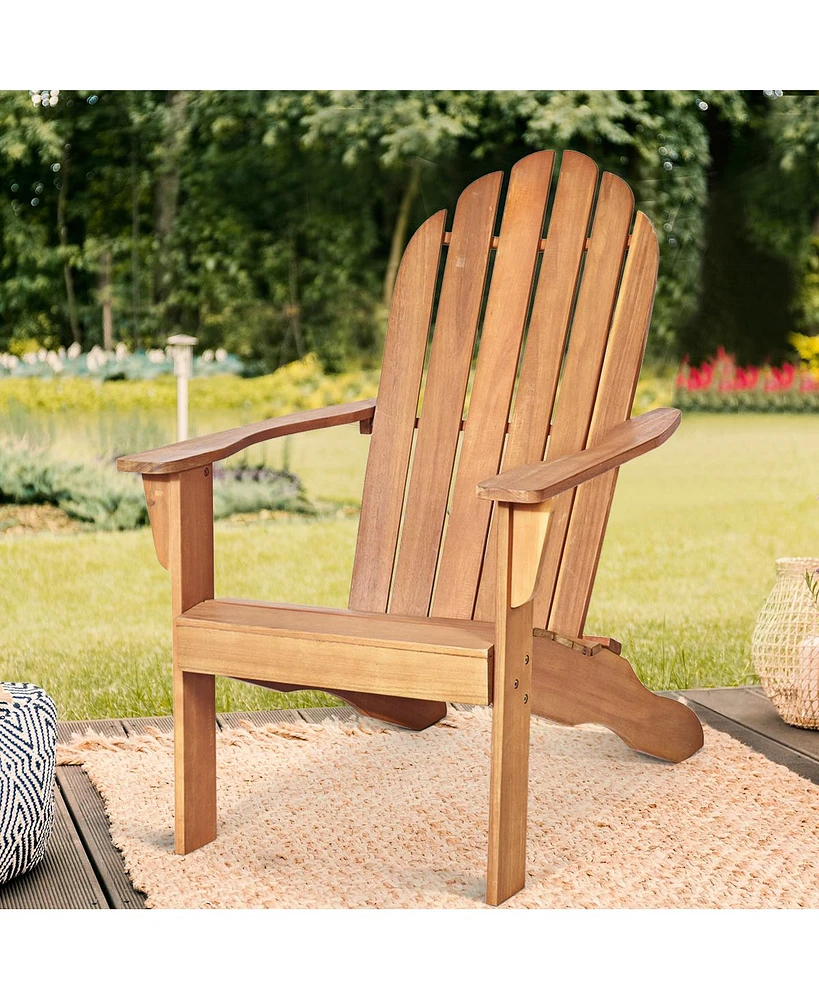 Outdoor Adirondack Chair Solid Wood Patio Garden Furniture