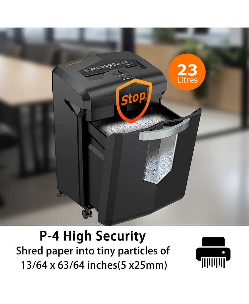 Bonsaii Paper Shredder, 18-Sheet 60-Minutes Shredder for Office Heavy Duty Cross-Cut Shredder with 6 Gallon Pullout Basket 4 Casters