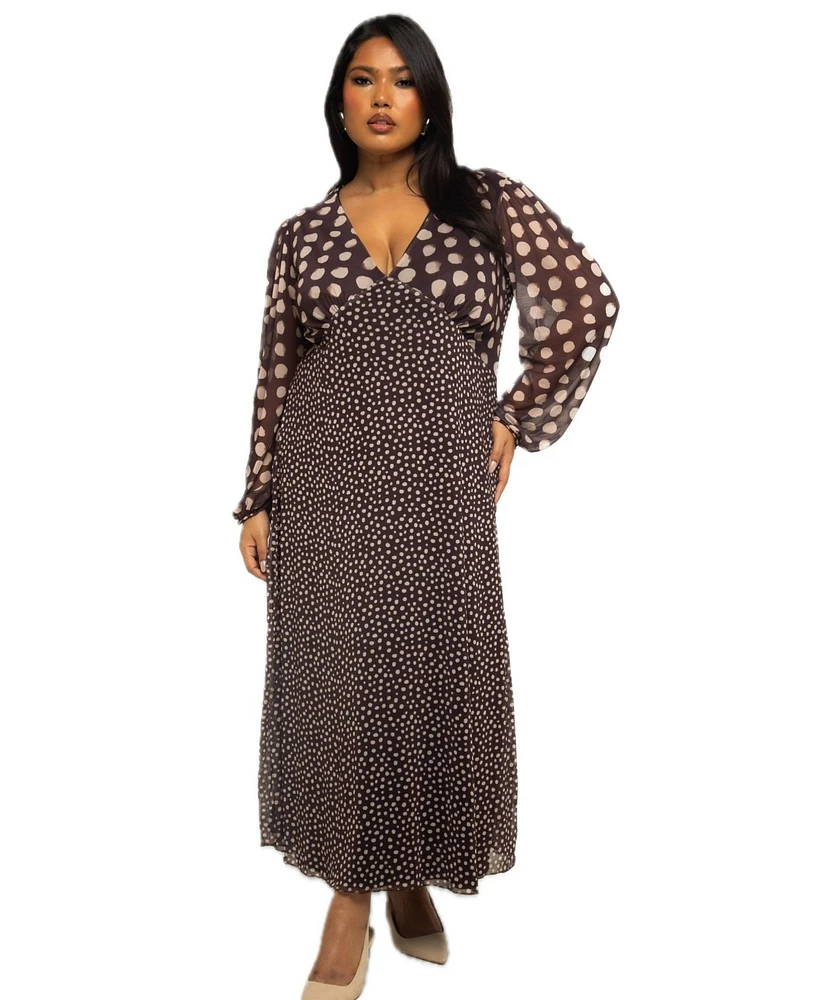 Fashion-szn Curve Women's Polka Dot Mesh Midi Dress