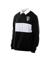 New Era Men's Black San Francisco Giants Throwback Prep Color Block Rugby Polo Shirt