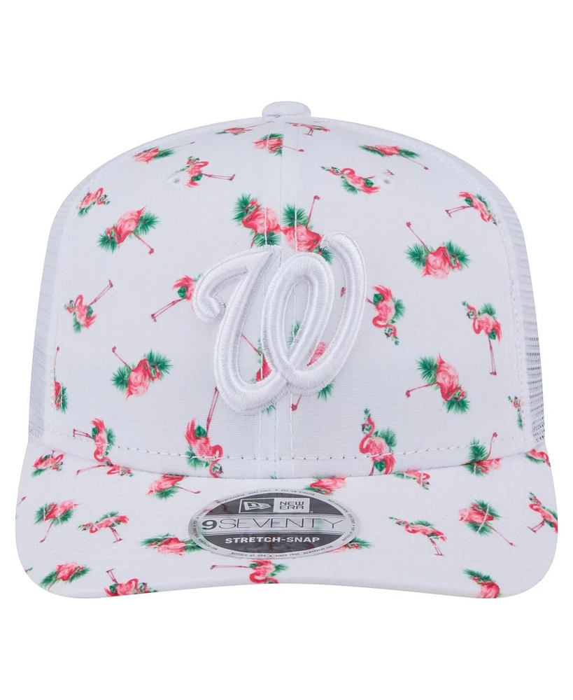 New Era Men's White Washington Nationals Flamingo Mesh Back 9SEVENTY Stretch-Snap Hat