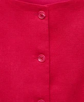 Mango Women's Short Button-Down Linen-Blend Dress