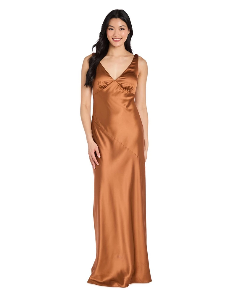Morgan & Company Juniors' Cowl-Back Charmeuse Gown