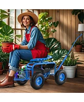Rolling Garden Cart Wagon with Extendable Handle for Easy Transport