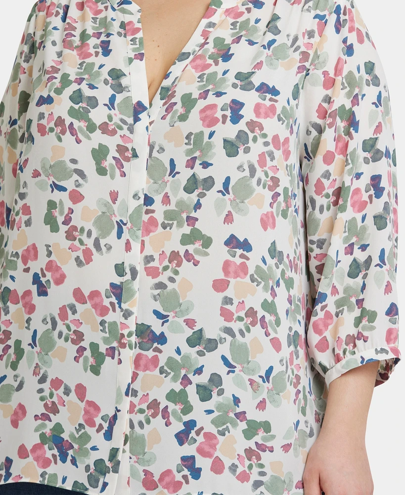 Nydj Plus Pintuck Blouse Sleeve Top