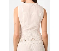 WeWoreWhat Women's Lace Button Up Top