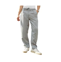Campus Sutra Men's Cloud Grey Tailored Linen-Blend Trousers