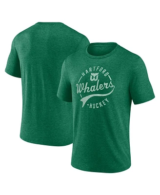 Fanatics Men's Heather Green Hartford Whalers Vintage Hockey Distressed Overtime Tri-Blend T-Shirt