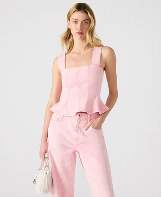 Steve Madden Women's Denim Peplum Top