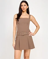 Seni & Cade Juniors' Sleeveless Belted A-Line Dress