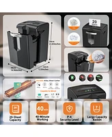 Bonsaii Heavy Duty Paper Shredder, 20 Sheet 40 Mins Large Office Crosscut Shredder for Commercial Use, Anti-Jam System & P-4 High Security Supports Cd