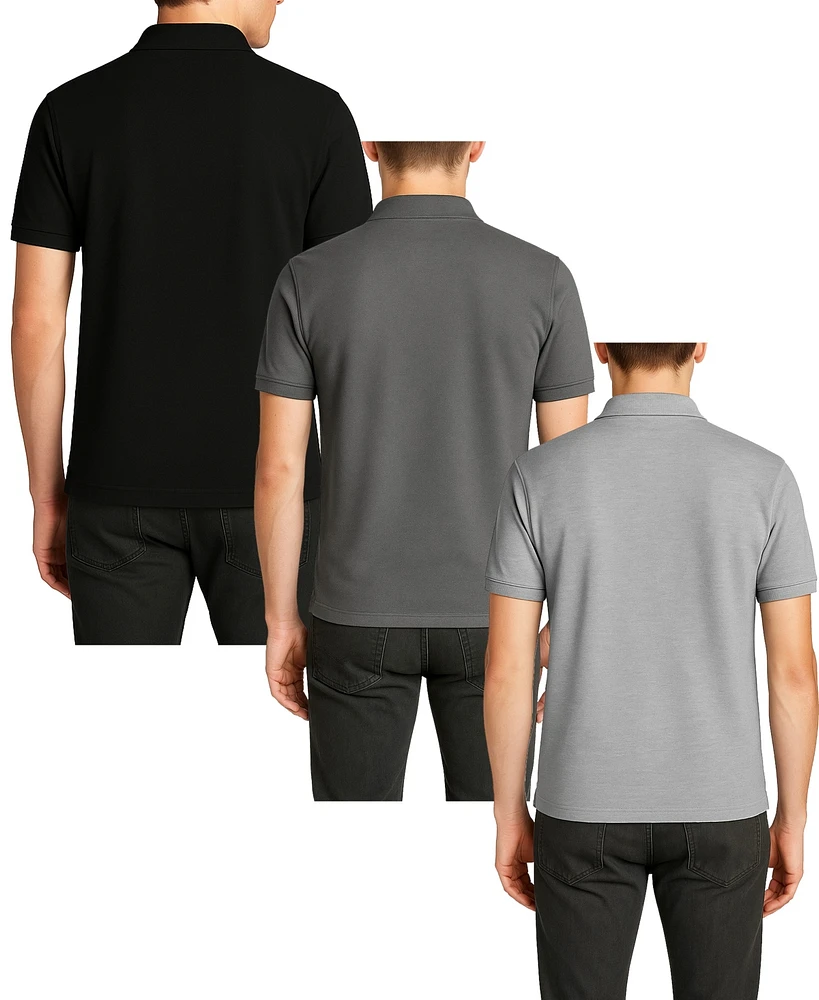 Galaxy By Harvic Men's 3-Pack Polo Avenue Short Sleeve Pique Shirt