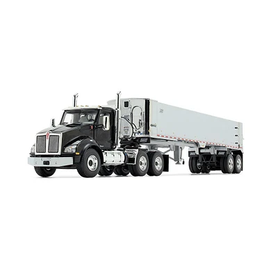 1/50 Kenworth T880, Black And Chrome, With East Genesis End Dump Trailer By First Gear
