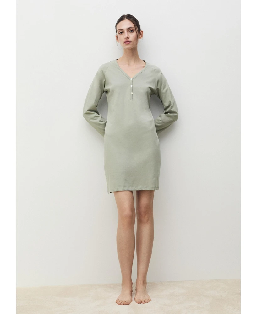 Mango Women's Cotton V-Neck Nightgown