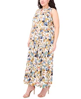 Msk Plus Printed Split-Neck Sleeveless Maxi Dress