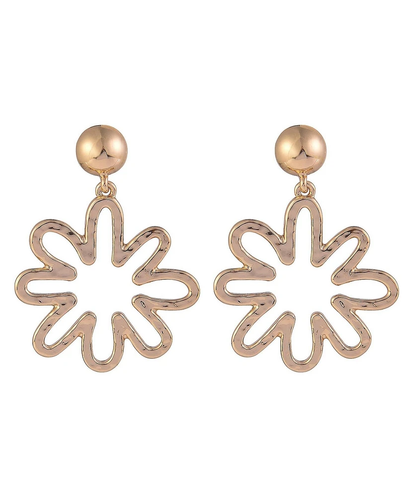 Laundry by Shelli Segal Gold Tone Cutout Flower Drop Earrings