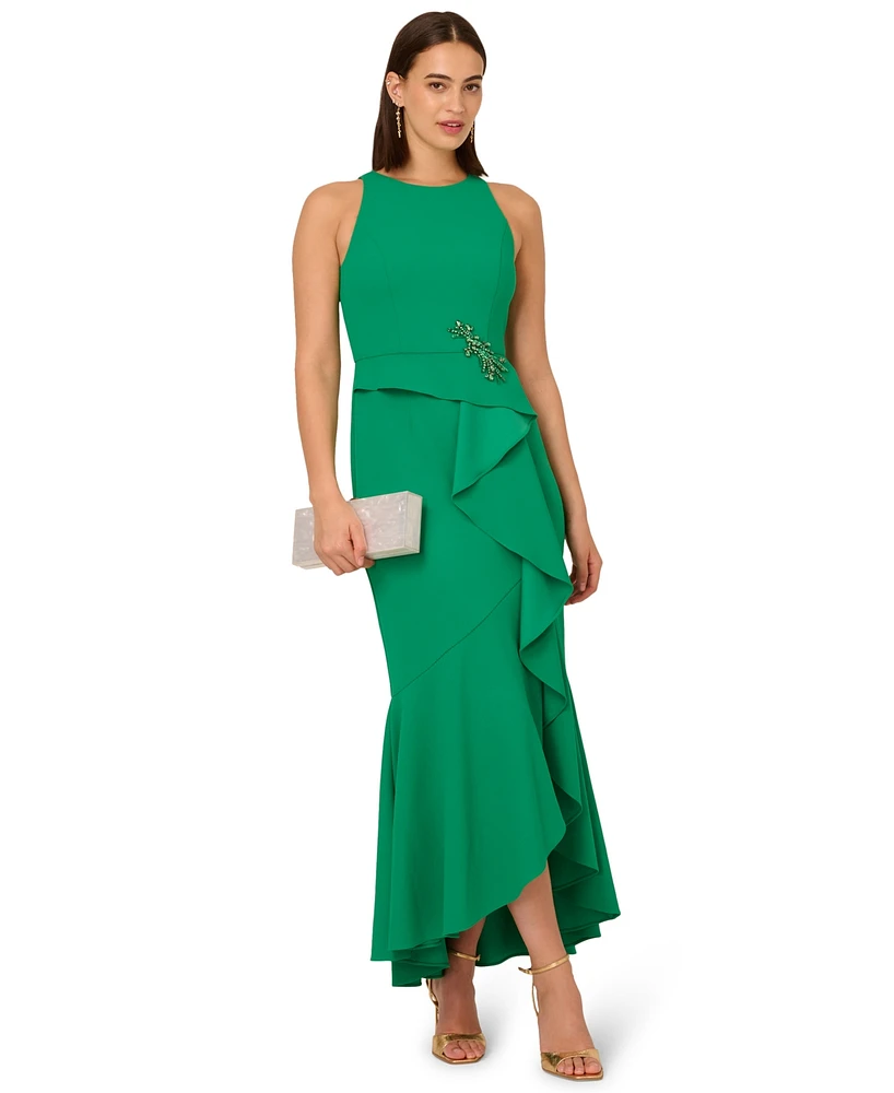 Adrianna Papell Women's Cascading-Ruffle Crepe Gown