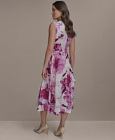Donna Karan New York Women's Sleeveless Floral Midi Dress