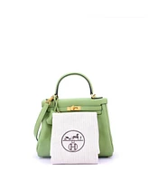 Pre-Owned Hermes Kelly 25 Handbag Green Swift with Gold Hardware