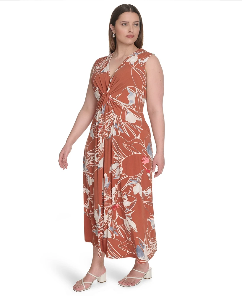 Calvin Klein Plus Sleeveless V-Neck Midi Dress