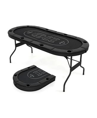 Foldable Poker Table for 8 Players Portable Oval Card Board Game