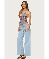 Edikted Women's Mixed Patchwork Backless Halter Top