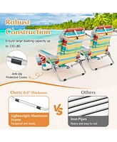 Foldable Backpack Beach Chair with Cup Holder and Storage Pockets Set of 2