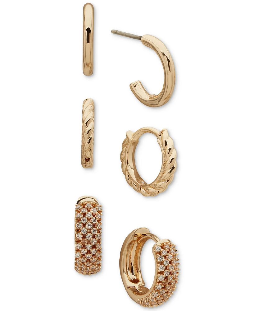 Anne Klein Metal 3-Pc. Set Twist Lattice Hoop Earrings