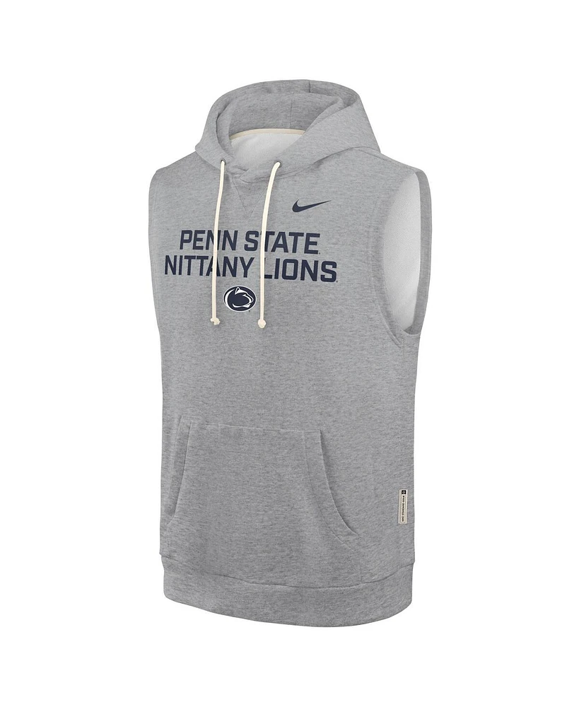 Nike Men's Heather Gray Penn State Nittany Lions 2025 Sideline Performance Sleeveless Pullover Hoodie