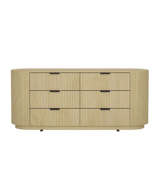 Manhattan Comfort 71.3" Medium Density Fiberboard Olivia Modern 6 Drawer Double Dresser