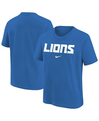 Nike Big Boys and Girls Blue Detroit Lions Team Wordmark T-Shirt