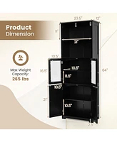 Slickblue 6-Tier Freestanding Bathroom Cabinet with 2 Open Compartments and Adjustable Shelves