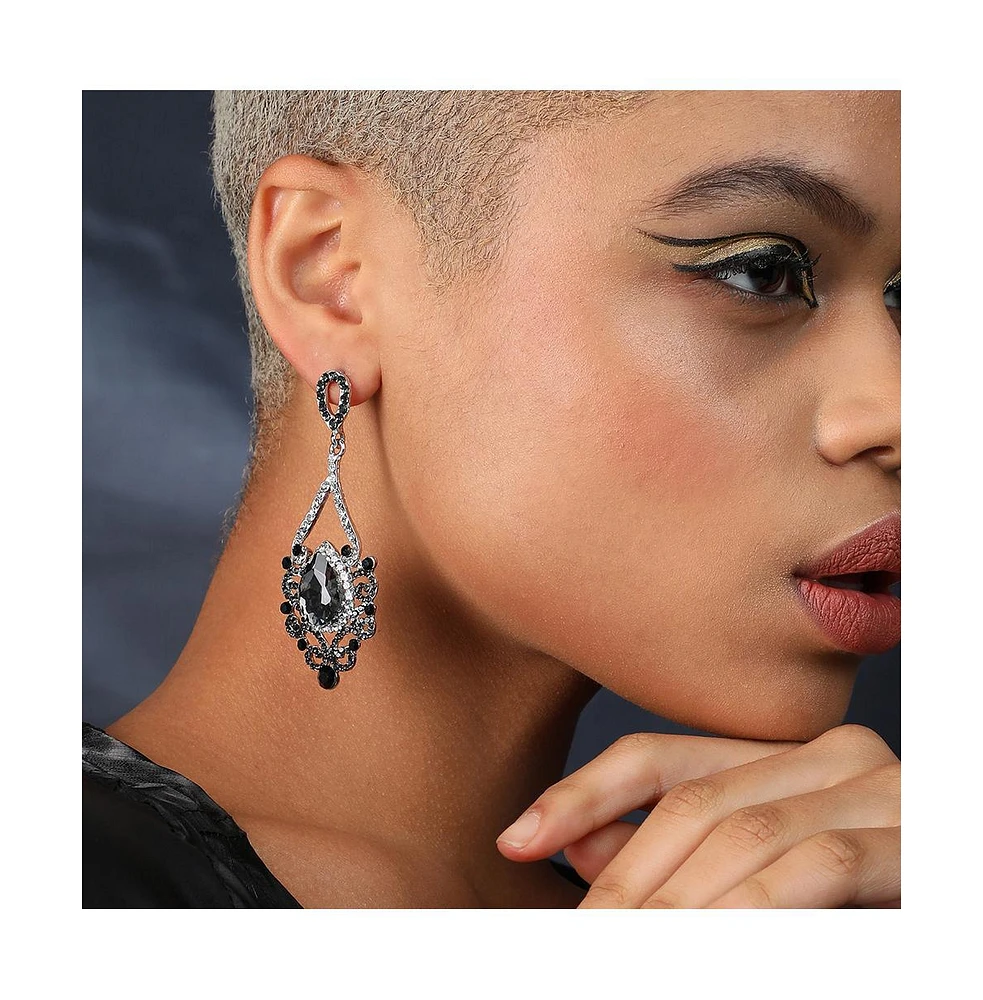 Sohi Women's Blue Dazzling Drop Earrings