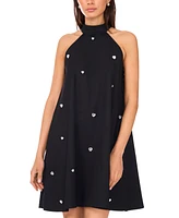 CeCe Women's Cotton Printed Halter Short Shift Dress