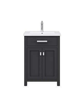 Myra 24 in. Bath Vanity in Espresso with Integrated Ceramics Vanity Top and Sink