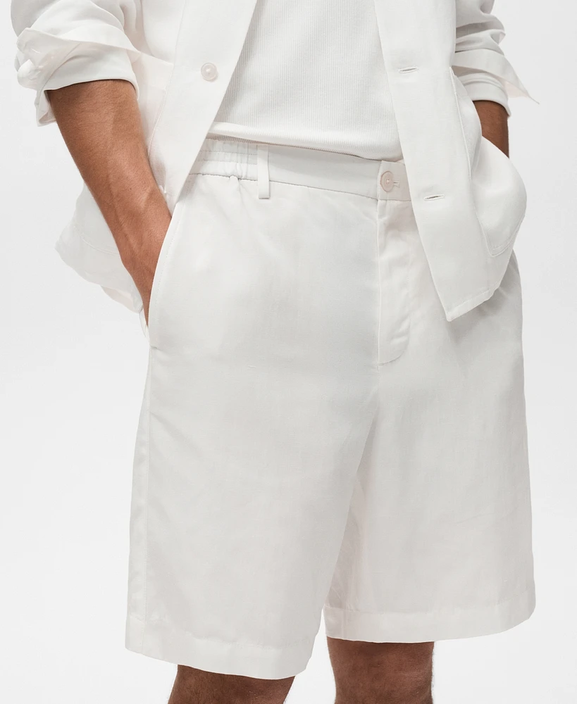 Mango Men's Linen Lyocell Slim-Fit Bermuda Shorts