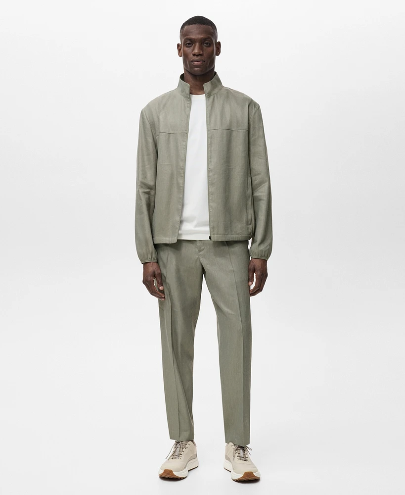 Mango Men's Pleated Linen Pants