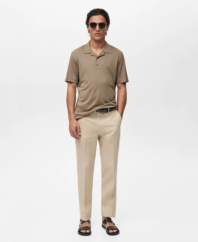 Mango Men's Bowling Collar Lyocell Polo Shirt