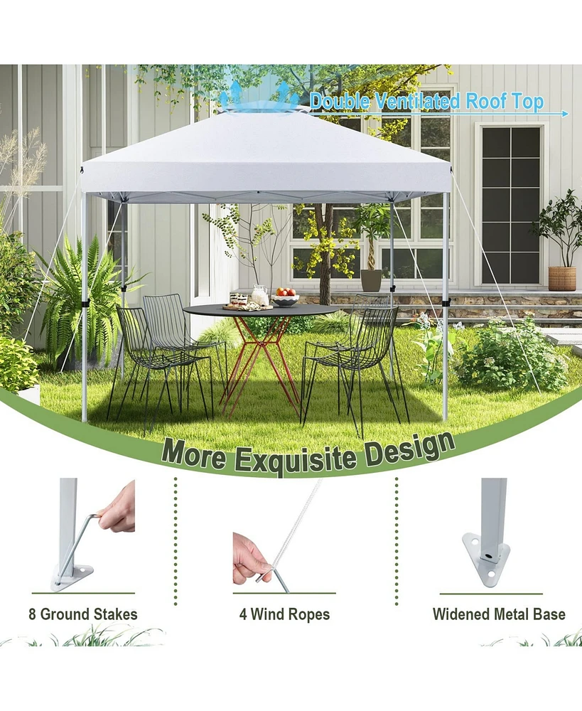 2-Tier 10 x 10 Feet Pop-up Canopy Tent with Wheeled Carry Bag