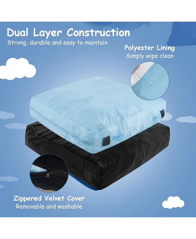 57 x Inch Crash Pad Sensory Mat with Foam Blocks and Washable Velvet Cover
