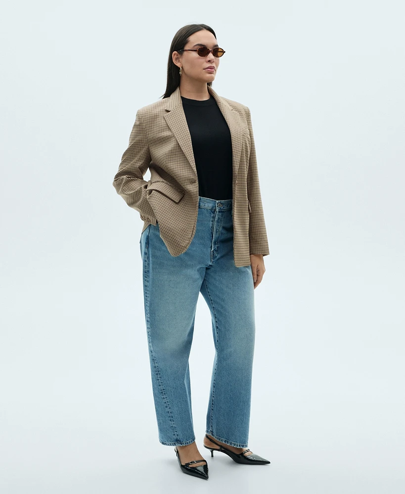 Mango Women's Straight-Fit Micro-Houndstooth Jacket
