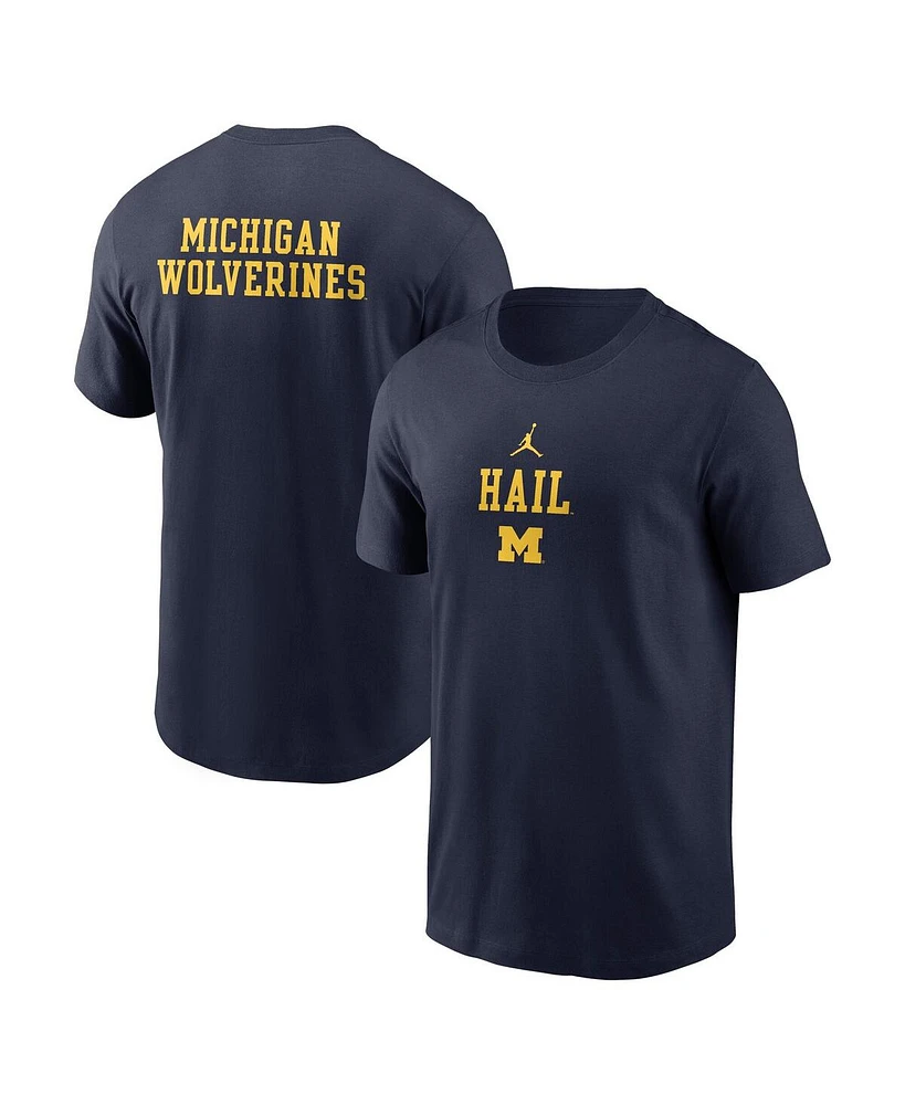 Jordan Men's Navy Michigan Wolverines 2-Hit Stacked T-Shirt
