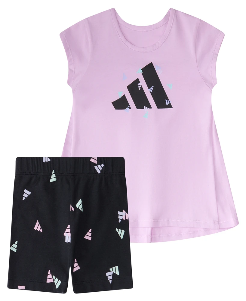 adidas Baby Girls 2-Piece Back Pleat T-Shirt and Bike Shorts Set