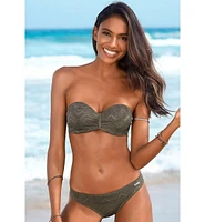 Lascana Women's Textured Bandeau Bikini Swimsuit Top Bra Sizing